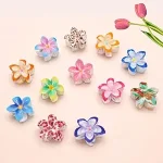 6 Pcs Small Flower Hair Claw Clips for Women & Girls – Colorful Durable Nonslip Clamps with Strong Hold for Thick & Thin Hair, Neutral Mini Hair Accessories for Everyday Styling (Multicolor)