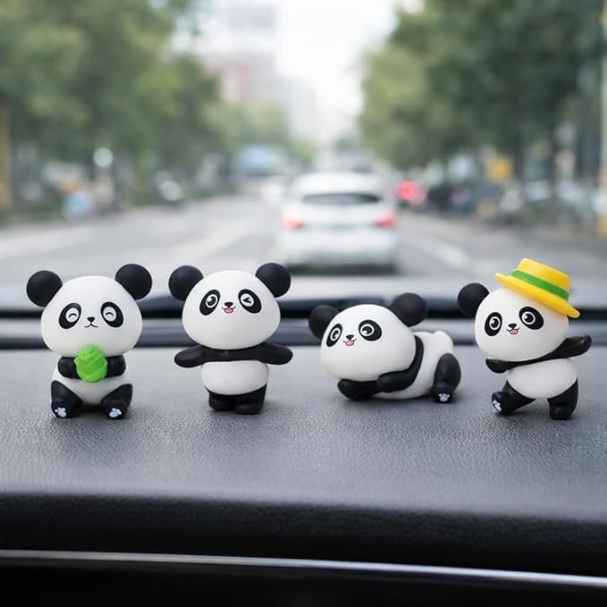 Panda Miniature Unique Gifts for Girlfriend and Boyfriend | Resin Panda Miniature Valentine Decoration Items | Living Room, Office, Table, Car Dashboard | Festive Decor