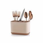 6-Compartment Kitchen Organizer Rack for Cutlery, Tools, Cosmetic, Desk, Stationery, and Sink Brushes – Toothbrush Storage Caddy Kitchen Accessories Items for Home (Ivory)