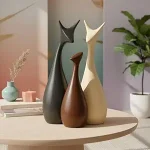 Home Decor Lucky Deer Family Matte Finish Ceramic Figures - (Set of 3, Matte Brown)