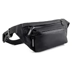 Large Waist Bag for Men Women with Adjustable Strap, Water Resistant (Pure Black)