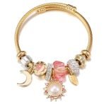 Stone Studded Gold Plated Charm Bracelet Fashion Adjustable Stylish Jewellery Gift for Girls & Women