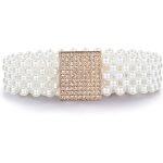 Elastic Waist Belt for Women Dresses Beaded Design Stretchy Slim Waistband, Belly Chain Kamarband for Ladies Saree - Free Size