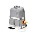 Work Backpack | Fits Up To 16 Inch Laptop, 25 Liter Capacity, Water-Resistant Nylon & Vegan Leather Trims | Adjustable Shoulder Straps & Ergonomic Design | Reflection Day (Sliver)