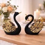Hand Crafted Resin Swan Pair Home Decor Figurine | Decorative Showpiece | Pack of 2 | 6 Inch & 7 Inch