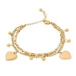 Bracelets For Women Stainless Steel Adjustable Multi-Layer Heart Charm Stack Bracelet For Women And Girls