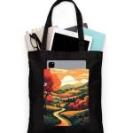 Black Tote Bag With Pocket Printed Designed Canvas Tote Bags For Women large capacity,Tote bag For Shopping, College, Travel, More Canvas Handbag For Unisex Bag