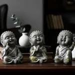 Baby Buddha Show Piece for Home Decor, Set of 3 | Decorative Items for Living Room, Office | Feng Shui Happy Buddha Statues | Resin Vastu Idol & Figurine Gifts for House Warming