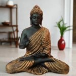 Meditating Sitting Buddha/Buddh/Gautam Buddha Statue/Lord Buddha Showpiece Idol/Figurine/Murti for Living Room, Gifting, Home & Office Decor (15 inches/38 cm) (Black Golden)