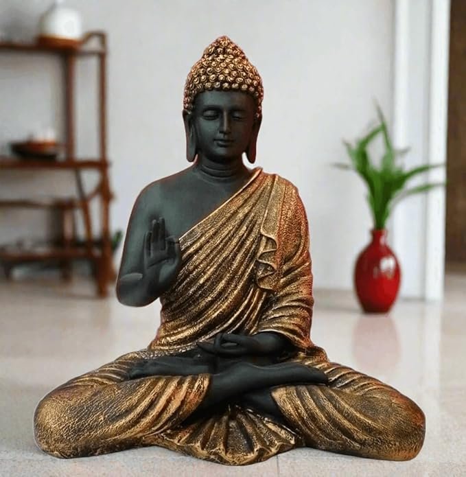 Meditating Sitting Buddha/Buddh/Gautam Buddha Statue/Lord Buddha Showpiece Idol/Figurine/Murti for Living Room, Gifting, Home & Office Decor (15 inches/38 cm) (Black Golden)