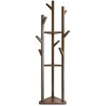 Wooden Coat Rack, Freestanding Hall Tree with Hooks Easy to Assemble Suitable for Children and Adult, Hat Clothes Rack Stand for Bedroom Office Entrance. (92-5 Walnut), 24 x 10 x 10 Cm