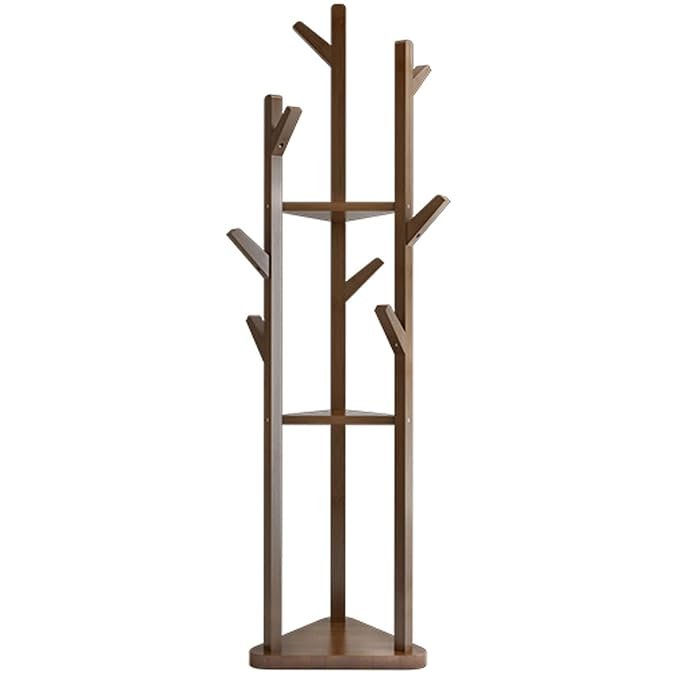 Wooden Coat Rack, Freestanding Hall Tree with Hooks Easy to Assemble Suitable for Children and Adult, Hat Clothes Rack Stand for Bedroom Office Entrance. (92-5 Walnut), 24 x 10 x 10 Cm