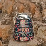 Lunch Box 3 Tier Tiffin Stainless Steel Tantraa Conoid Pyramid Shape Traditional Indian Capacity 1020 Ml (Printed)