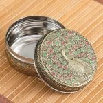 Stainless Steel Container Meenakari Storage Box Return Gifts |Chapati Roti Box (Pack of 1, Golden)