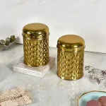 Stainless Steel Canister Set of 2 | Round Tea Sugar Storage Container Dabba for Kitchen | 650ml Each Tight-Lid Multipurpose Storage Box with Lid | Pantry Organizer