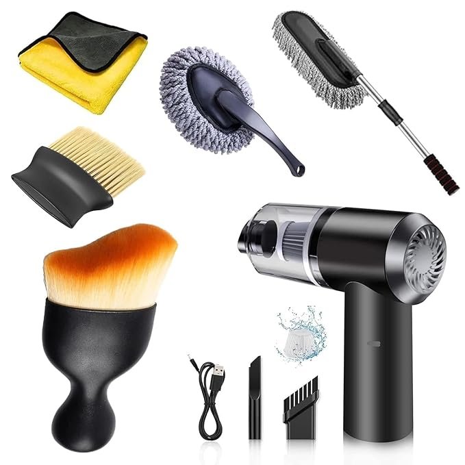 3in1 Vacuum Microfiber Car Duster Kit|Interior & Exterior Cleaning Detailing Tool|Scratch & Lint Free, Pollen Removing|Car Extendable Long Carr Duster (6 PCS - 3in1 Vacuum)