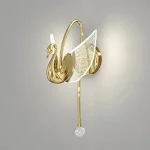 Swan Wall Light |Luxury Wall Sconce Lamp | Modern Acrylic Lighting Fixtures for Bedroom, Bedside, Living Room,Lobby, café & Home Décor - Golden(Inbuilt LED)