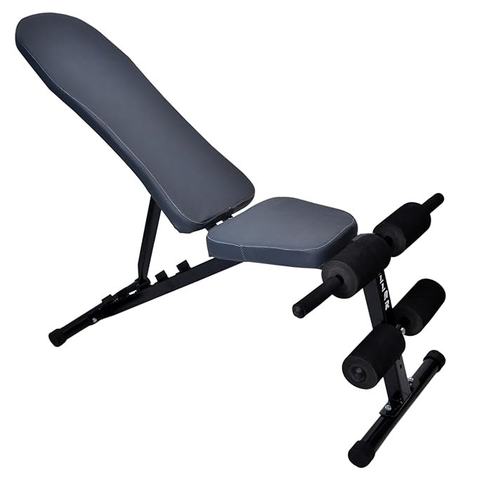 gym bench, bench for home gym, perfect gym bench for home workout, idol for bench press, and squat rack (Adjustable bench (Grey)