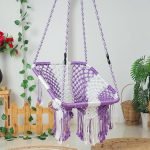 Swing for Balcony Comfortable Cotton Relaxing Jhula for Adults for Home Indoor Outdoor Hanging Seat for Apartment Patio Terrace Garden - Square Swing White Black
