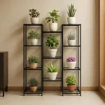 Plant Stands for Outdoor Balcony, Flower Pot Stand for Indoor Plants, Large Metal Planter Stand for Living Room, home decor, Indoor & Outdoor plants, 11 Tier, (Black)