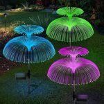 Solar Jellyfish Garden Light 600mAh Battery Fibre Optic Fountain LED BIS Approved IP65 Waterproof Outdoor Lamp with 2V Panel for Backyards Pathways (1 Pc, Multicolor)