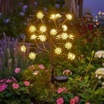 Solar Light Outdoor Garden Waterproof Decorative Flower Lamp with 20 Led, for Landscape, Pathway, Home Decor & Courtyard, Auto On/Off,(Aluminium, Warm Pack of 1)