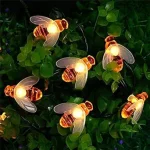 Honeybee String Lights Outdoor 220v Powered – Warm White LED Bee Fairy Lights for Garden, Patio, Yard, Party, Home Décor – 14 Ft, 18 LEDs