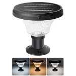 Solar Gate Pillar Light Outdoor Garden Home Round Shape Waterproof with 143LEDs,12,000maH Battery, 3 Type of Lights, Application for Fence, Garden, Wall, Outdoor [ Multicolour ]