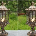 Outdoor Main Gate Light for Home,Metal Decorative Architectural Design Waterproof Rustproof for Garden Exterior Compound Wall Piller Pole Set of 2