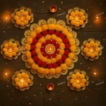 Yellow Theme Rangoli Mats for Home Decoration,Set of 7, Decorative Diya, Diwali Gift Diya's, Deepak, Candles, Home Decoration Tea Light