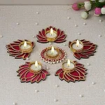 Festival Decoration Item for Gifts/Diwali Gift Item/Navratri Festival Rangoli Decorative Item/Lotus Tealight Holder (Qty 6 Piece)