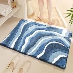 Marble Super Soft Anti-Skid (40x60 cm) Super Absorbent Mats Microfiber 2000 GSM Mat for Bathroom/Kitchen/Door Mats for Home/Floor Mat (Blue) Pack of 1