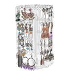 Rotating Earrings Stand Jewelry Display Organiser With 212 Holes 232 Grooves For Hanging Studs Necklaces Bracelets Chains - White, Acrylic