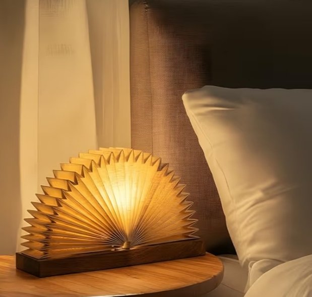 Foldable Linen Book Table Lamp | Crafted from 100% European Linen | Patented Designs | 19 x 24 cm | Ideal Lamp for Living Room Decoration, Bedroom, Office | 2.5m Cord