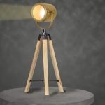 Table Tripod Lamp with Antique Brass Finish Metal | Modern Designer Bedside & Living Room Decorative Table Light (Bulb Included)