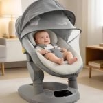 baby rockers for 0 to 2 years, Baby Multi functional rocker / rocking chair for babies Infants & Toddler with 5-level Automatic Swing & Cradle/ Bouncer with touch panel & hanging toys - Grey