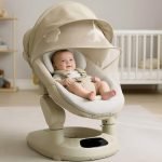 baby rockers for 0 to 2 years, Baby Multi functional rocker / rocking chair for babies Infants & Toddler with 5-level Automatic Swing & Bouncer/ cradle with touch panel & hanging toys - Beige
