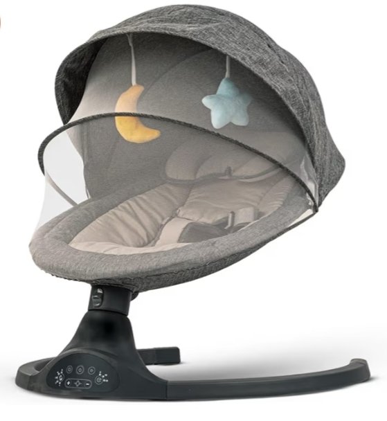 Electric Baby Swing Chair, 5 Adjustable Swing Speeds Rocker with Mosquito Net, Safety Belt, Music & Toys | 0 to 12 Months | Swing Cradle for Infants | Electric Cradle for Toddler (1Pcs)