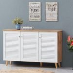 Plank Noordin 3-Door Engineered Wood Shoe Rack (Wotan Oak and White, Matte Finish)