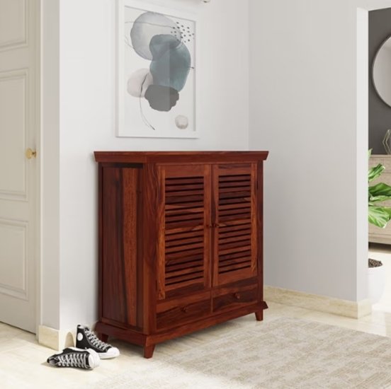 Solimo Deimo Solid Sheesham Wood Shoe Rack,Honey Finish