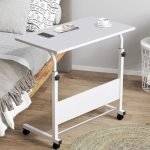 ironwood Multipurpose Height Adjustable Movable Table for Computer & Laptop Table with Wheels (Small-Pearl White)