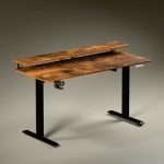 Elevate Height Adjustable Engineered Wood Table with Monitor Riser | Integrated Organisation | Advance Memory Preset | 3 Year Warranty | Installation Provided (AntiqueWood, 1400 x 600 Top)