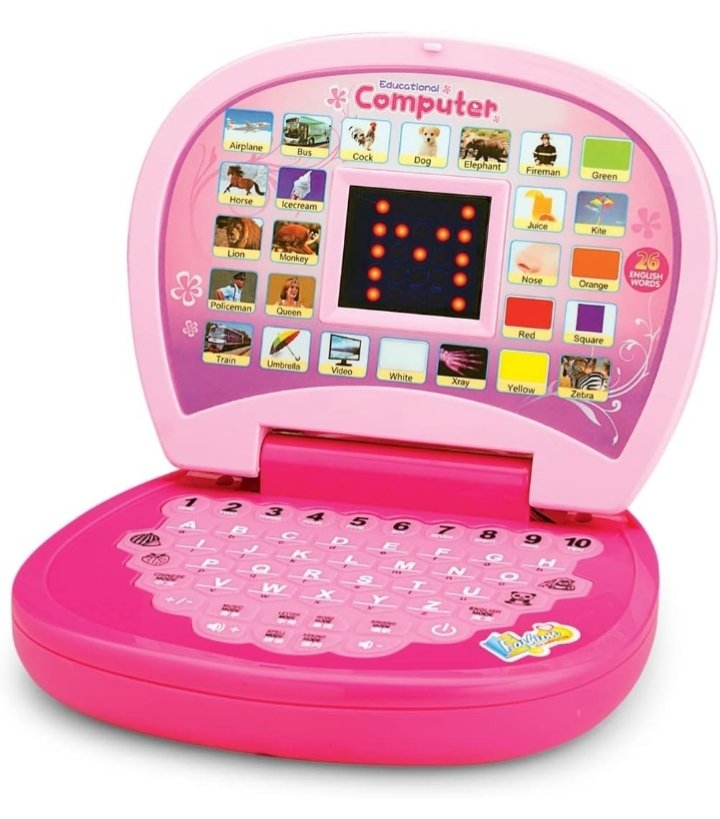 Educational Learning Laptop Toy with LED Display and Music Effect | Indoor Toy for Babies/Girls/Boys/Toddlers- 2011A (Pink, 3xAA Battery