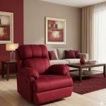 Recliner Sofa Chair Single Seater for Living Room, Office Manual Push Back Recliner Sofa Chair with Cushioned Armrest & Back Support (Maroon)